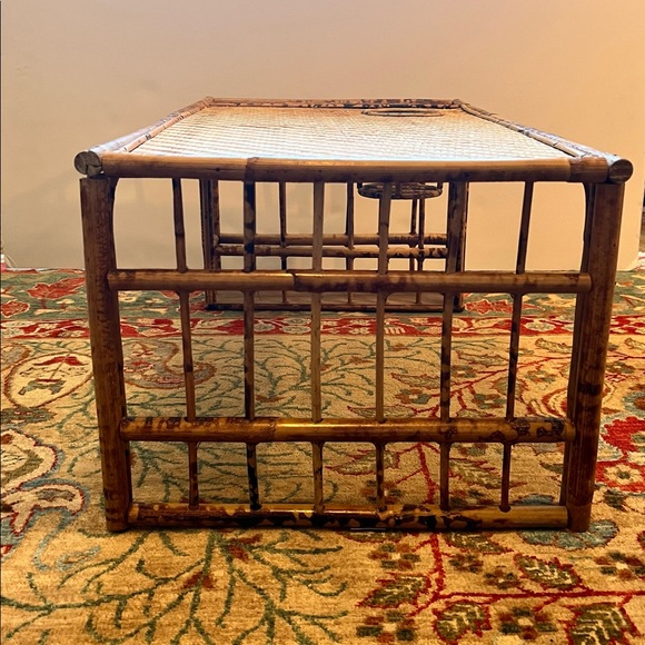 Chinoiserie Bamboo Breakfast Bed Tray with Magazine Rack and Cup Holder - Picture 2 of 7